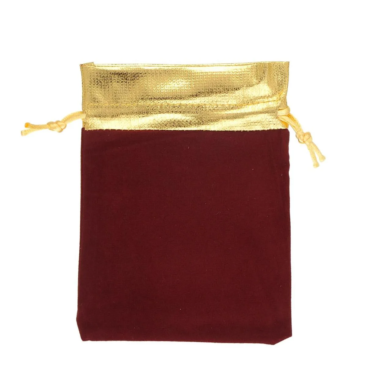 50PCs Velvet Gold Color Trim Drawstring Jewelry Gift Bags Pouches Wedding Party Decoration Favor Drawable Bag