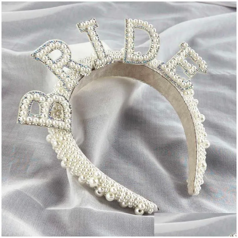  bride pearl crown headband wedding bridal shower decoration bride to be hairbands p o props bachelorette hen party supplies