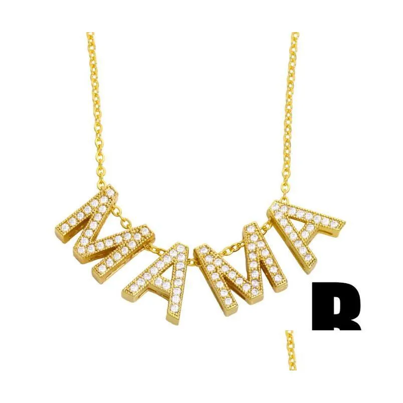 mama alphabet necklace mother`s day gift for women with diamond mom pendant necklaces
