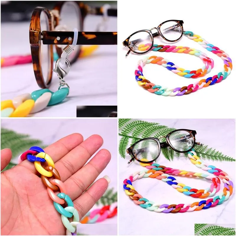 sunglasses frames rainbow bigger acrylic chain on the neck women mask holder glasses starp lanyard fashion reading eyewear