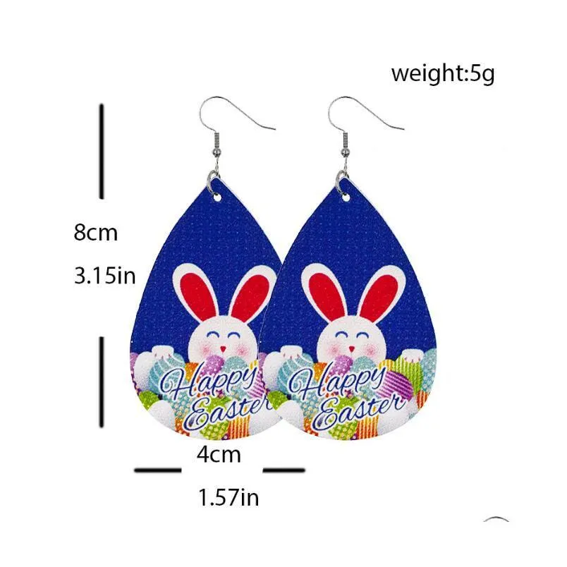 21 styles easter pu leather rabbit earrings charm cute egg bunny pu earring spring party gift jewelry