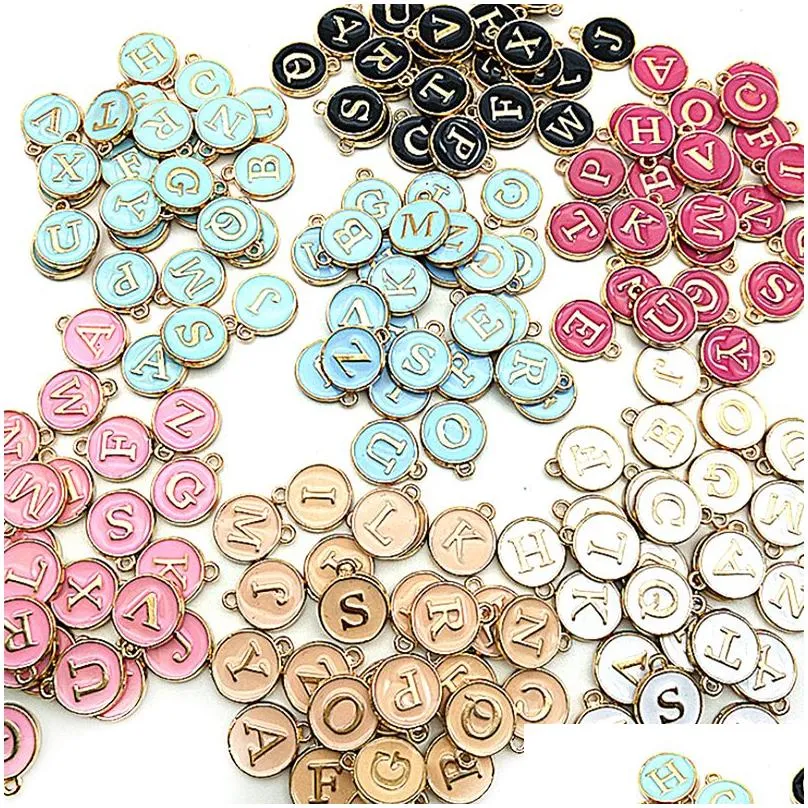 26pcs/lot 12x15mm arrival enamel a-z alphabet initial letter charms handmade pendant for diy bracelet jewelry making