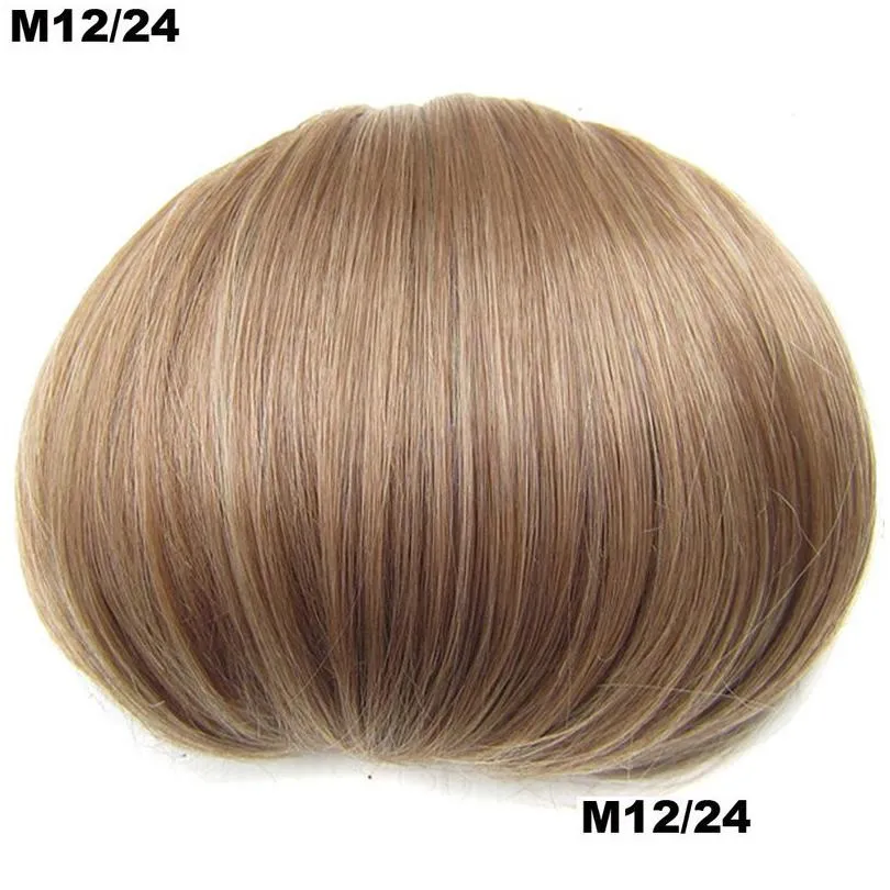 girlshow synthetic bride hair bun donut chignon piece extension for women headwear 34 colors 220805