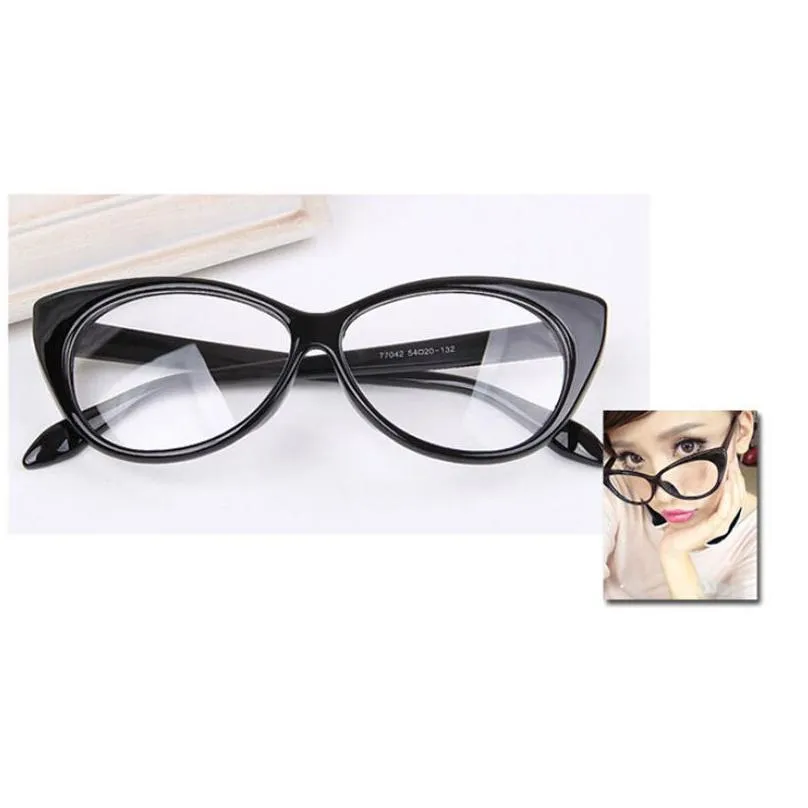 Wholesale- Vintage Red Leopard Black Glasses Frame Fashion Classical Cat Eyes Design Clear Lens Eyeglasses Eyewear Frame For Women