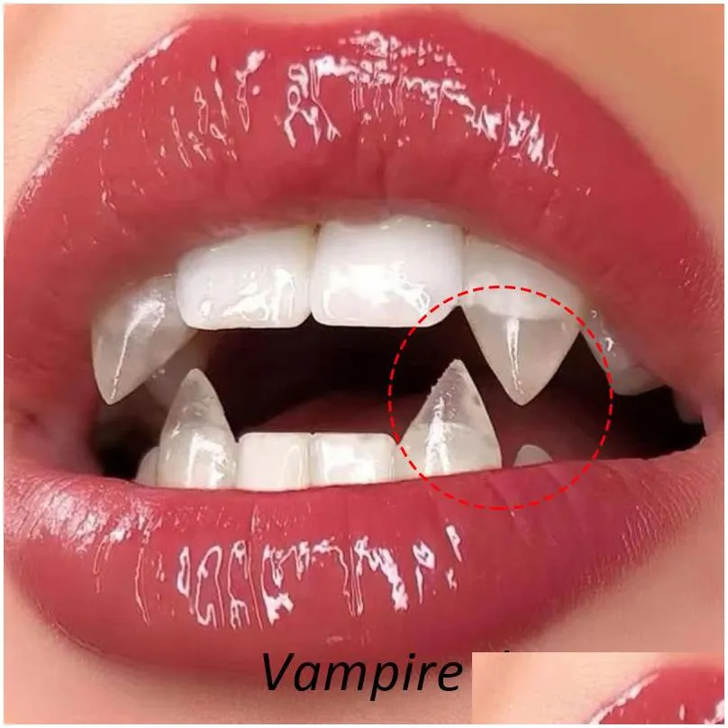 1 pair vampire teeth fangs dentures props halloween costume props false teeth solid glue denture adhesive halloween party decor