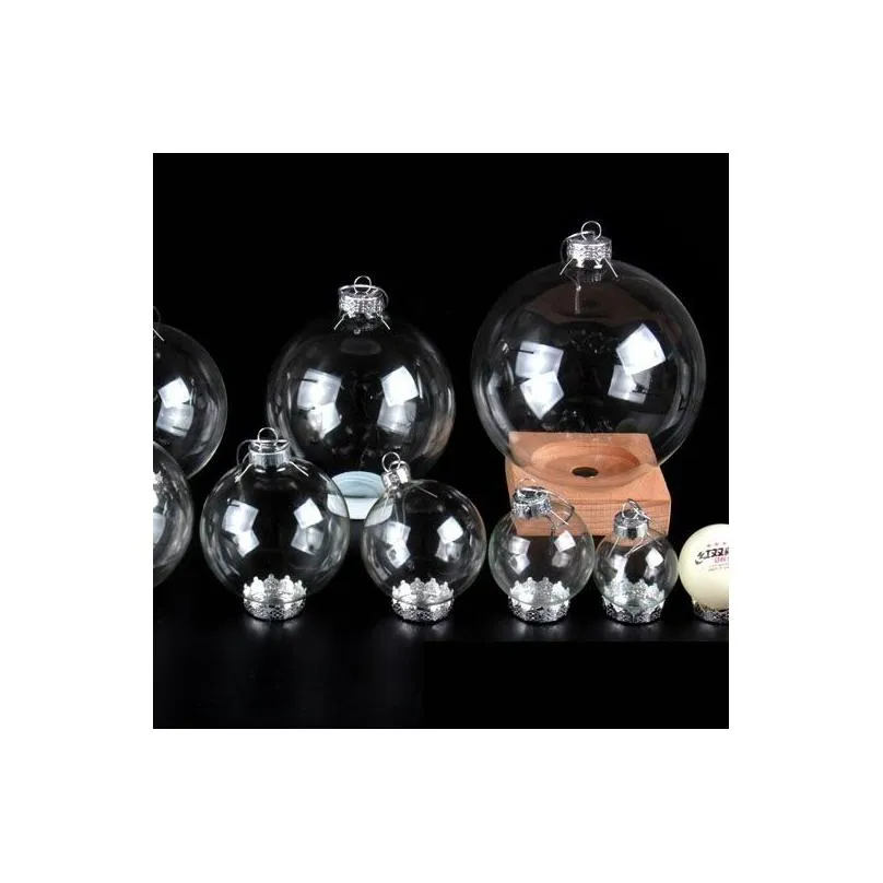 Christmas Decoration Baubles Hanging Clear Glass Bauble 8cm Fillable Hollow Ball with Cap for DIY Decorations Ornaments Wedding Party Craft Sphere