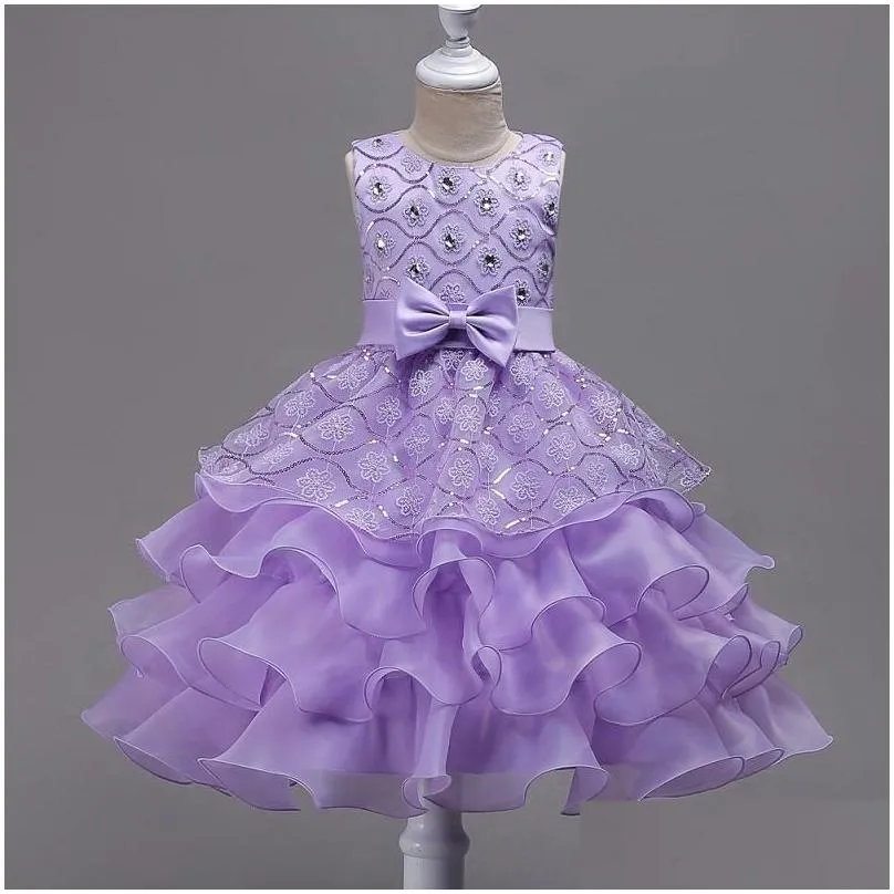 Girl`s Dresses Children Princess Girl Dress For Wedding Birthday Party Boutique Flower Tutu Kids Prom Girls Clothes 3-15 Years