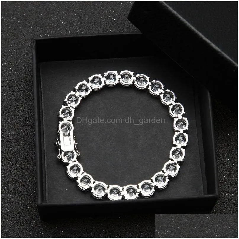 iced out diamond tennis bracelets mens gold silver hip hop jewelry high quality 8mm zircon bracelet