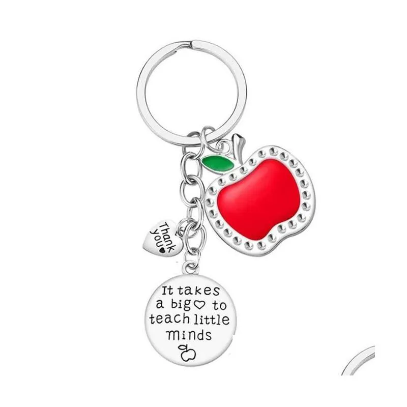 great teacher`s day keychains stainless steel key chain thank you red  gratitude memorial gift