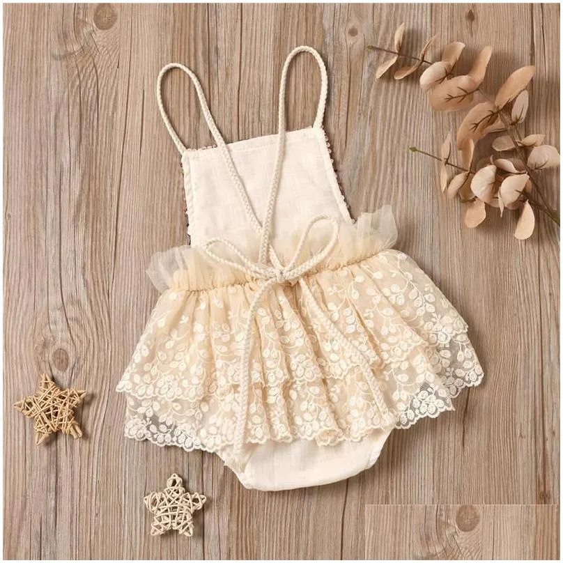 Rompers Toddler Baby Girl Party Ruffle Romper Born 1 2 Year Birthday Sequin Lace Tutu Hem Patchwork Jumpsuits Infant Summer Bodysuit