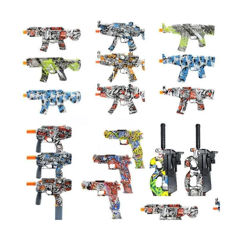 30 styles accessories mp5/9 ak47 m416 electric automatic gel ball blaster gun toys air pistol cs fighting outdoor game airsoft adult boys shooting with white