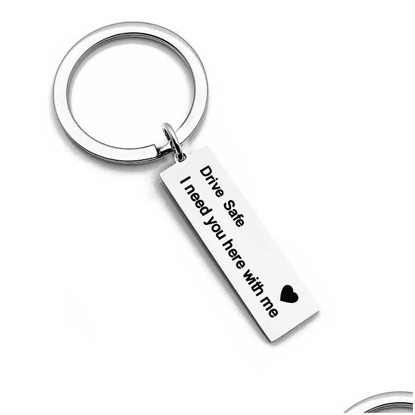 stainless steel drive safe key rings tag love i need you keychain holders women bag hangs mens hip hop jewelry will and sandy gift