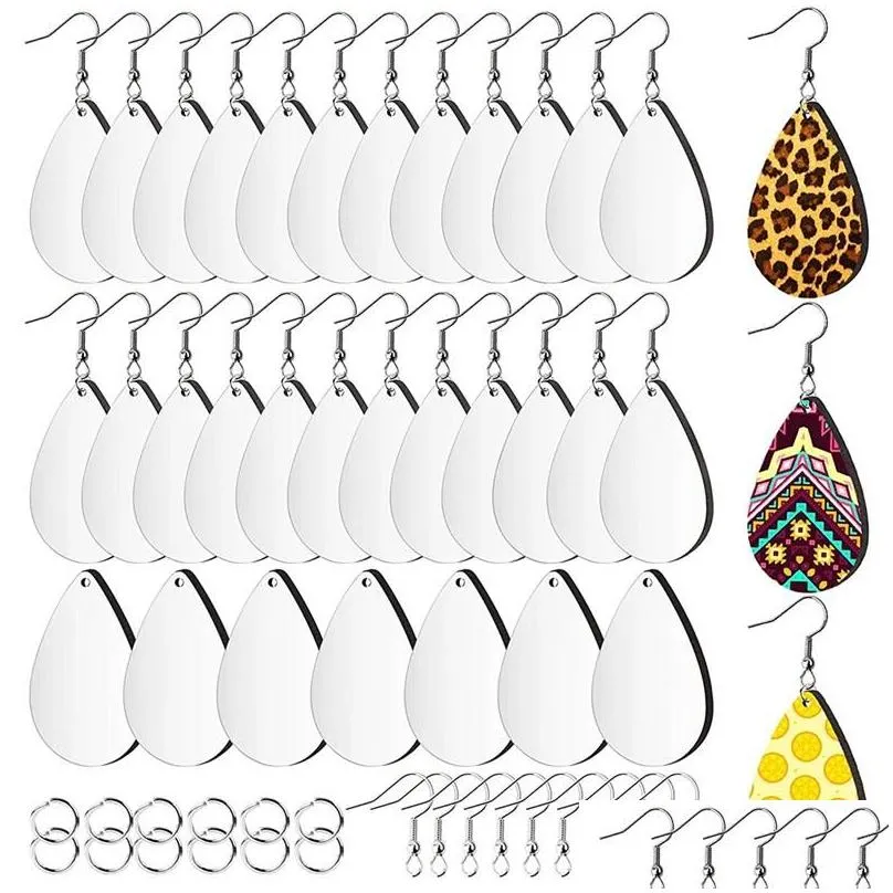 Keychains Sublimation Blank Earrings Unfinished Teardrop Heat Transfer Printing Pendant For Jewelry DIY Making