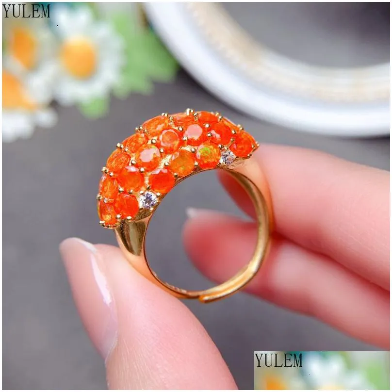 wedding rings yulem sterling silver set natural fire natural opal mexico rare orange women s anniversary promise 230506