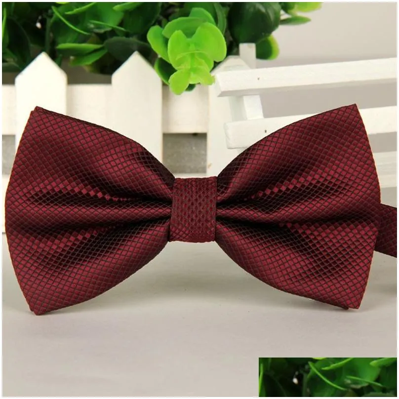 Solid color Fashion Bow ties Groom Men Plaid Marriage Butterfly Wedding business suit bow tie