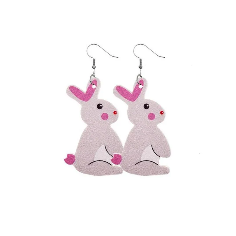 21 styles easter pu leather rabbit earrings charm cute egg bunny pu earring spring party gift jewelry