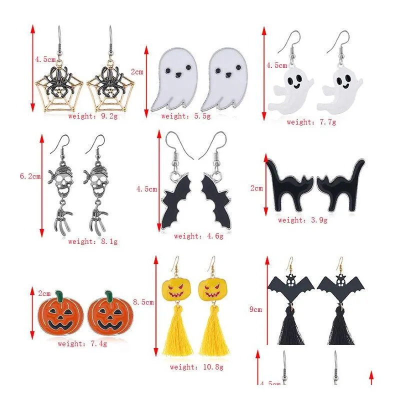 29 styles halloween pumpkin earring fashion bat spider halloween`s earrings kids jewelry accessories for girls womwn gift