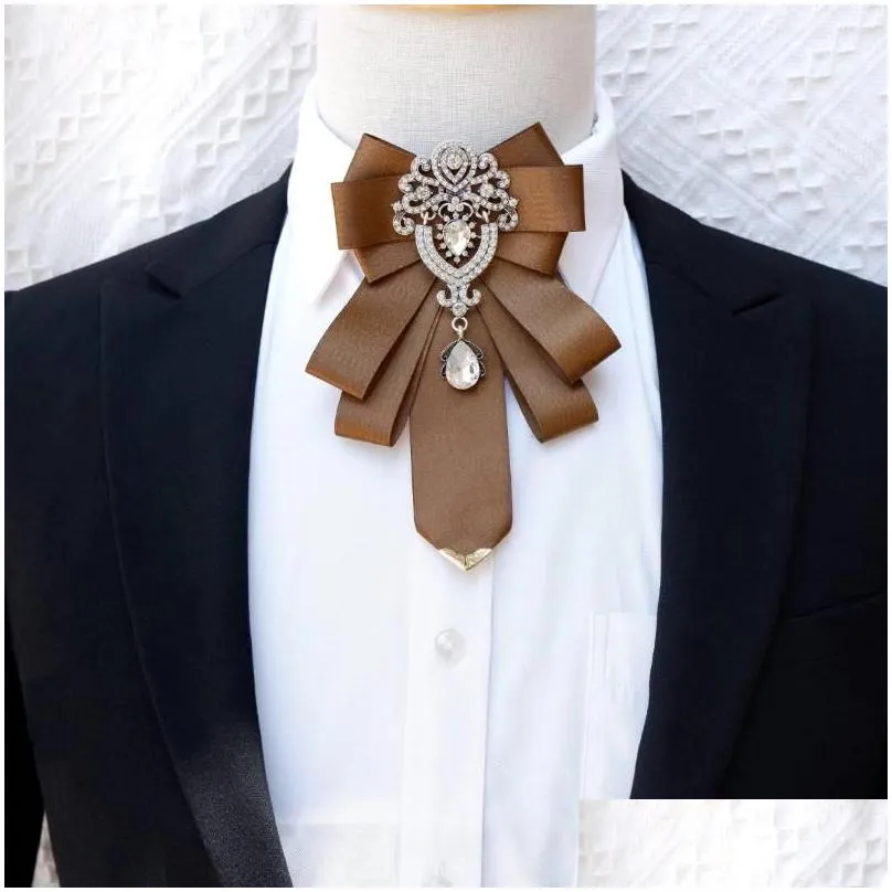 Bow Ties Men`s Rhinestone Tie Luxury High-end Business Gifts Dress Collar Flower Men Wedding Accessories Fashion S Bowtie