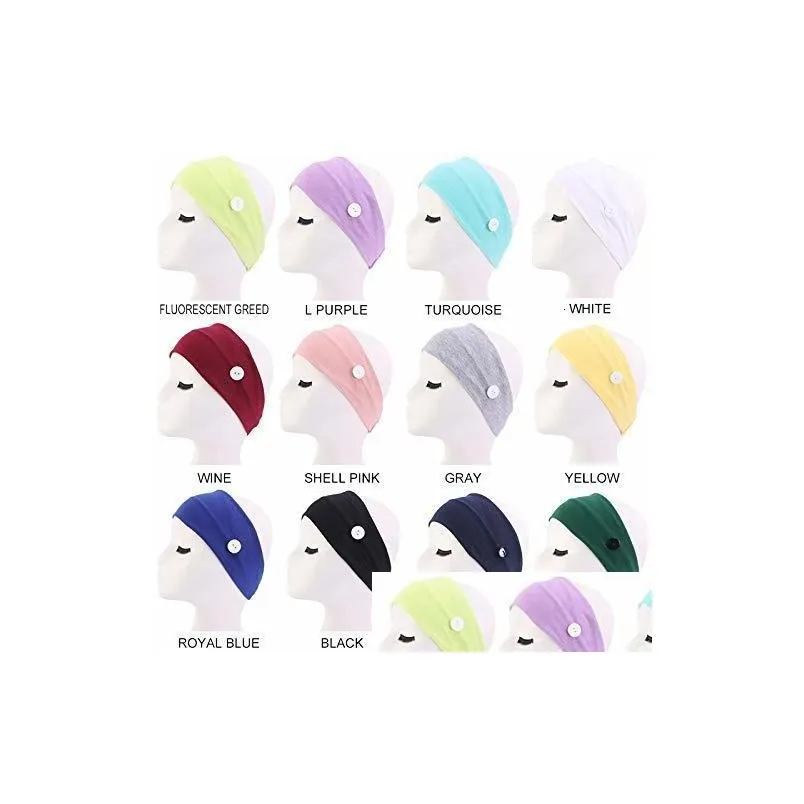 headwear hair accessories 12 pack boho wide headband with button elastic turban band yoga head wraps for women and girls 230718