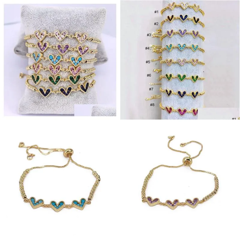 chain 8pcs mother s day dainty mini gold plated colorful crystal cz love heart charm bracelets for mommy birthday gifts 230506