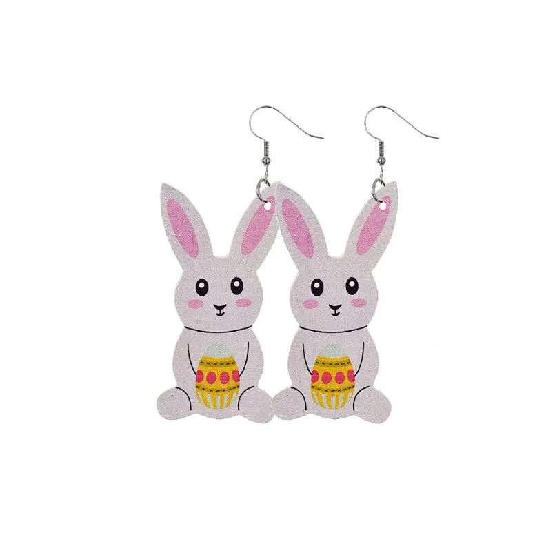 21 styles easter pu leather rabbit earrings charm cute egg bunny pu earring spring party gift jewelry