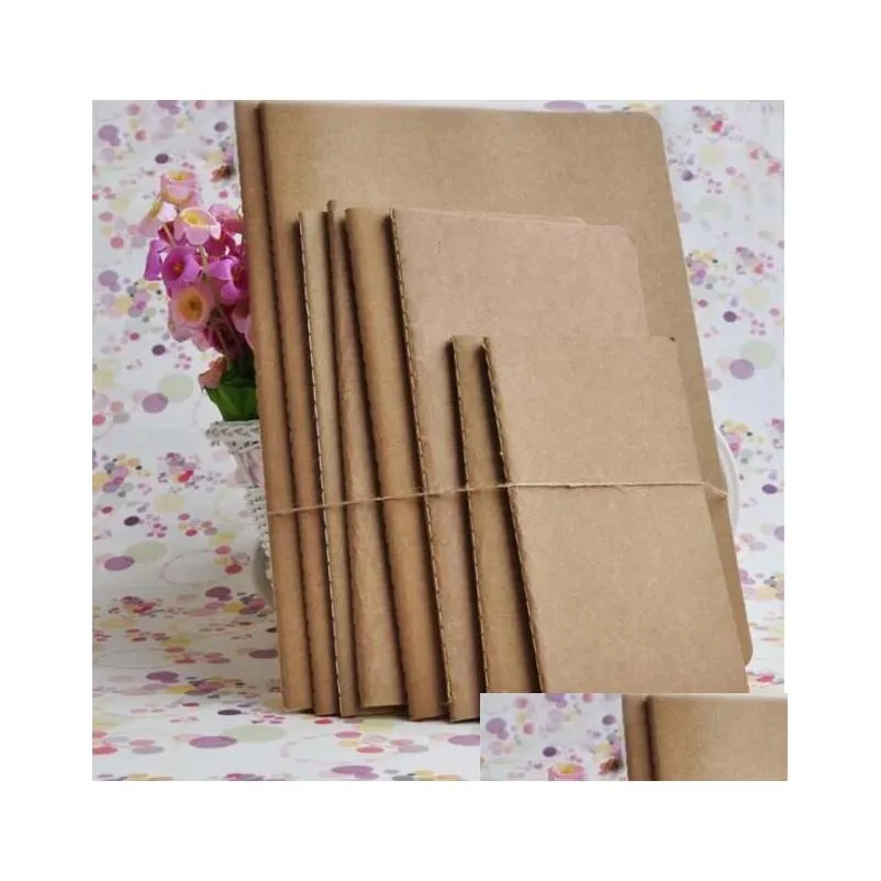 wholesale A5 Kraft Brown Unlined Travel journals notebook Soft Cover Notebooks 210 mm x 140 mm 60 Pages 30 Sheets stationery office supplies