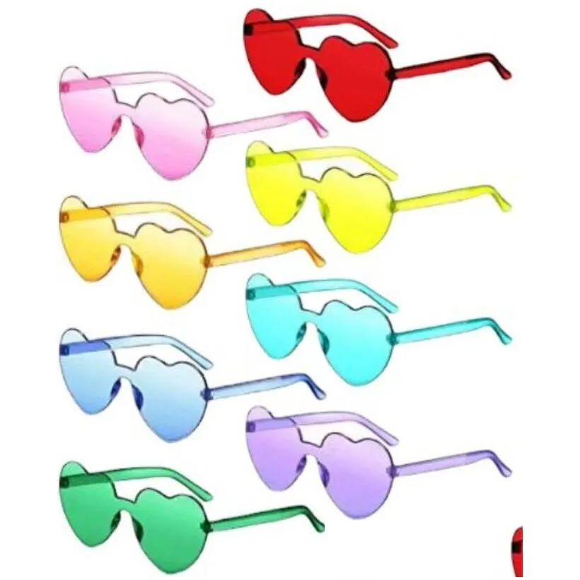 custom frameless sunglasses candy color pc rimless sun glasses new trendy loving heart shape sunglasses for women girl fashion lens