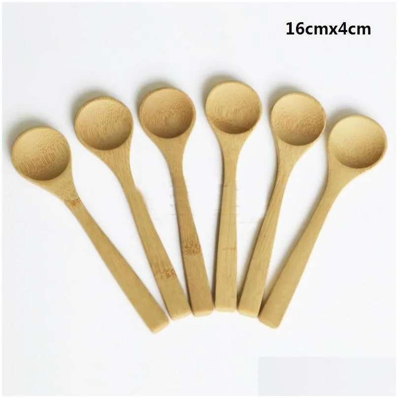 8 Size Small bamboo Spoons Natural Eeo-Friendly Mini Honey Spoons Kitchen Mini Coffee Teaspoon Kids Ice Cream Scoop 9~16cm