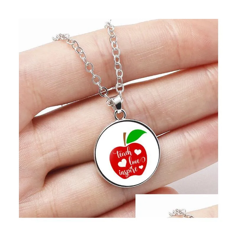 creative simple time gem choker teacher necklace glass  necklace pendant for teacher`s day gift