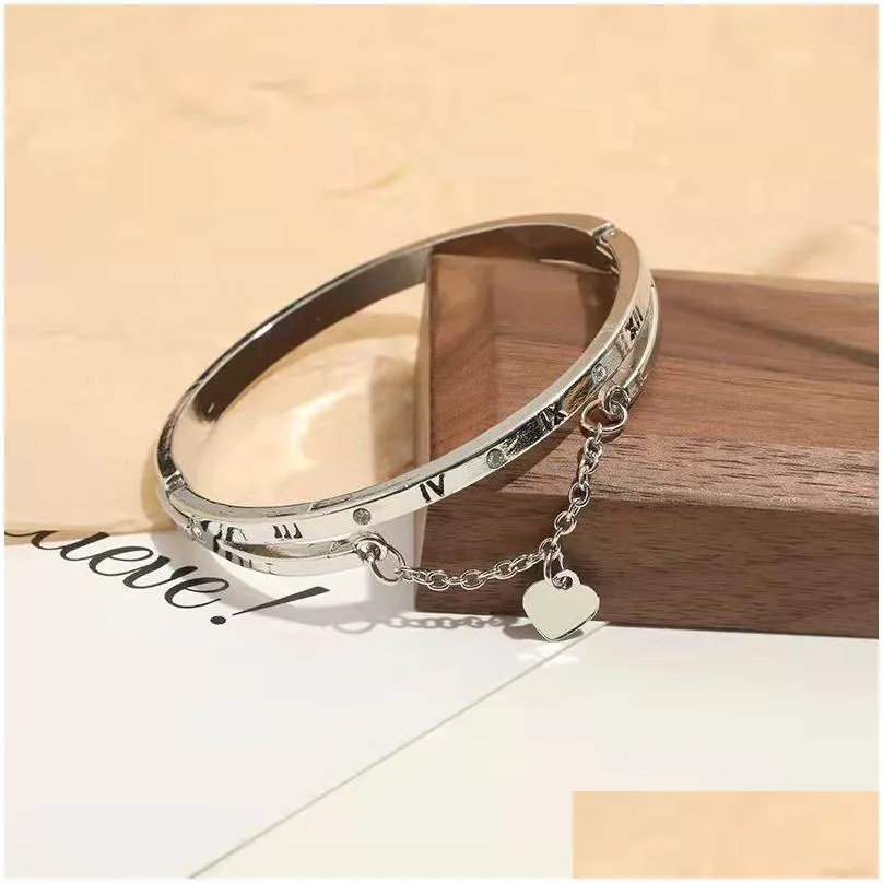 rose gold silver stainless steel bracelets female heart bangles charm bracelet wedding party favor