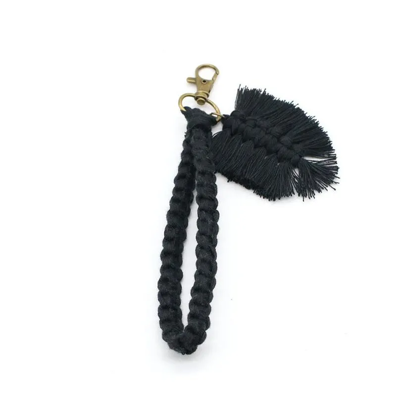 bohemian handmade colorful leaf shaped tassel keychain for women handbag strawbag accessorie key ring sunmmer gifts trinket