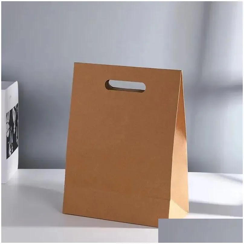 gift wrap 12pcs kraft paper bags with pvc window portable packaging bag for thanksgiving wedding birthday wholesale