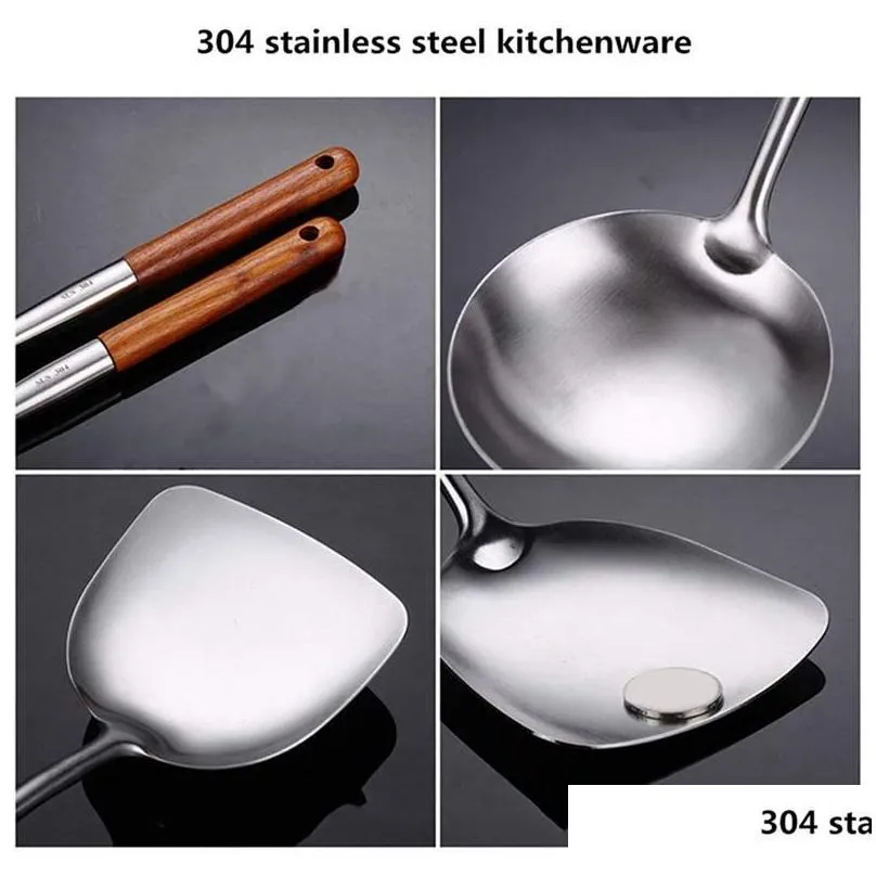 pcs kitchen cooking utensil set with wok spatula and ladle,skimmer ladle tool dinnerware sets