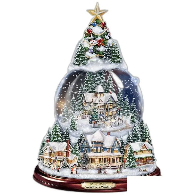 Christmas Decorations Tree Rotating Sculpture Train Paste Window Stickers Pegatinas Paredes For Home276A