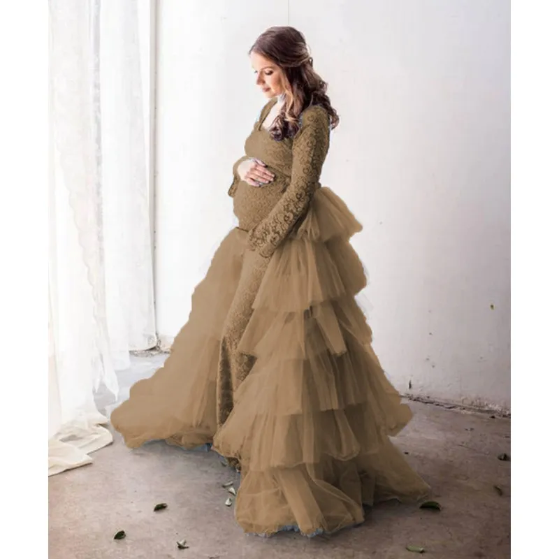 Blue Tulle Women Long High Low Tiered Tulle Skirt for Pregnant Woman Photo Shoot CUSTOM MADE