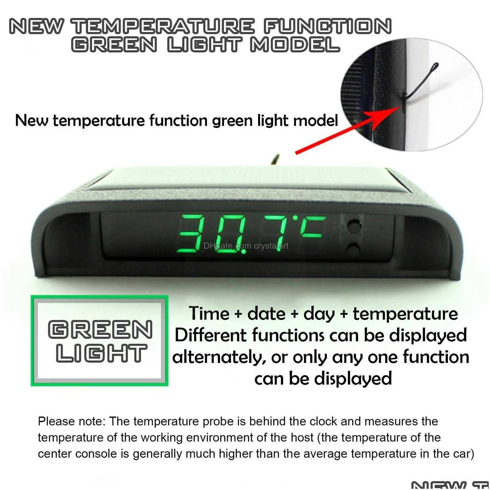 auto digital clock car clock internal stick-on digital solar solar watch power 24-hour decoration usb powered car electroni c8e8