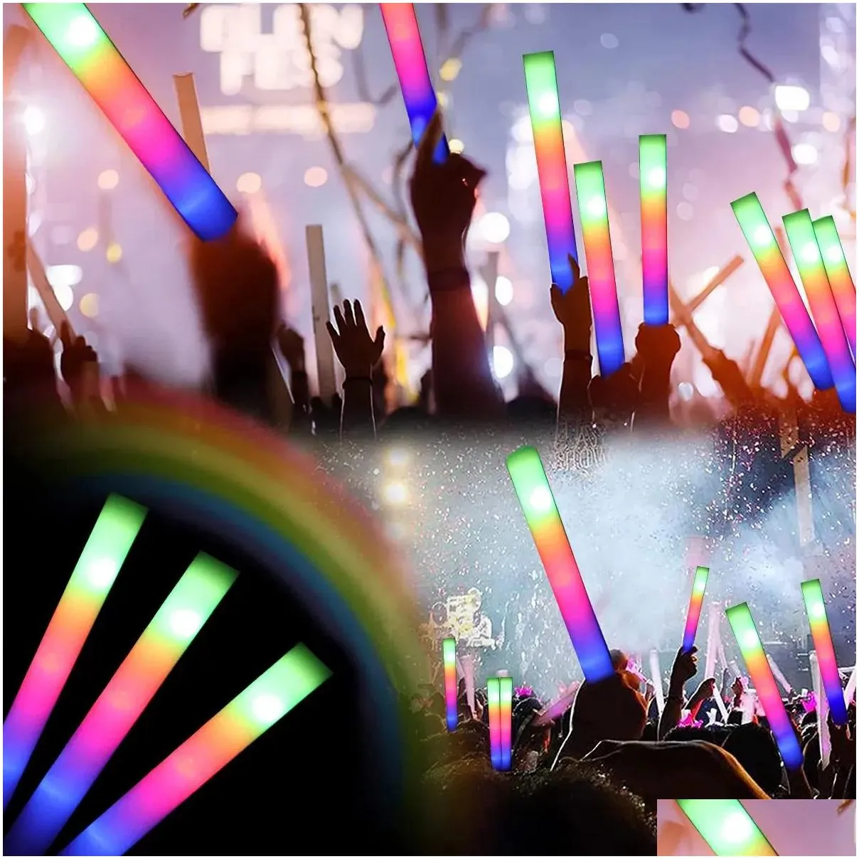 rgb led glow foam stick cheer tube colorful light glow in the dark birthday wedding party supplies festival party decoration