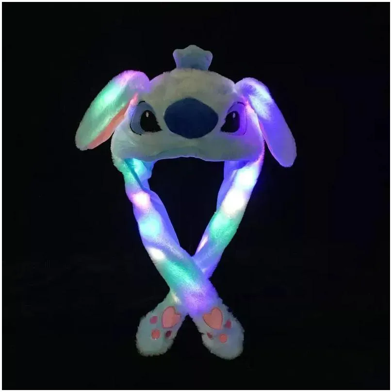 led ligh up plush moving rabbit hat funny glowing and ear moving bunny hat cap for women girls cosplay christmas party holiday hats