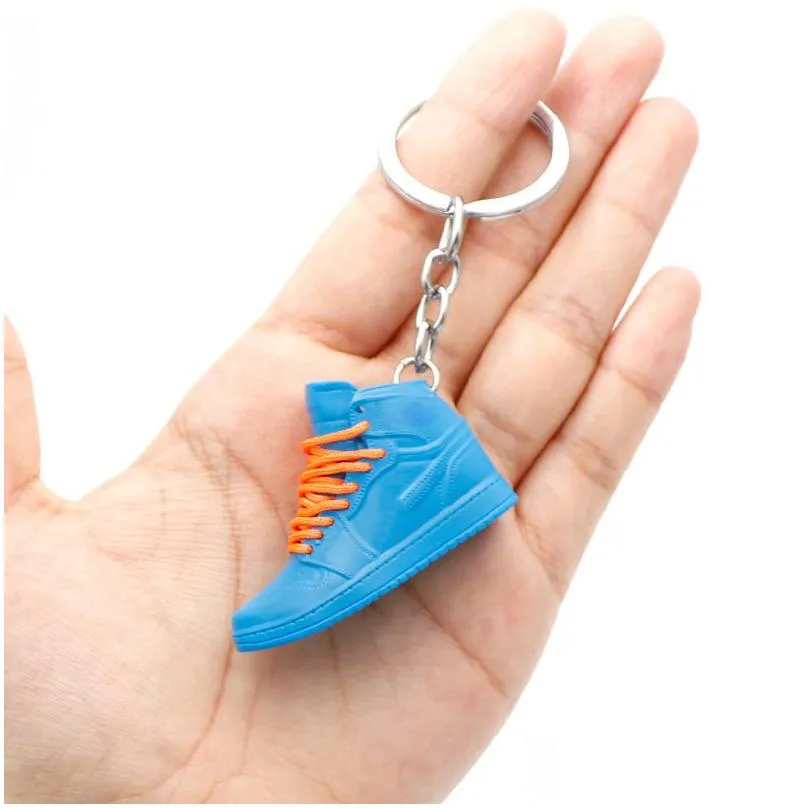 3d basketball shoe keychain stereoscopic sneaker key chain rainbow color shoe mould keychains bag pendant top quality