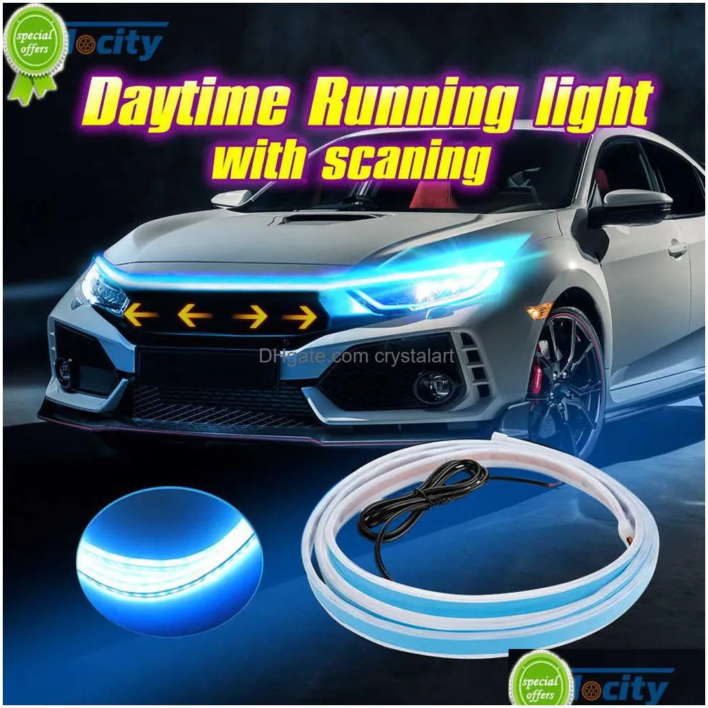 diy car hood light strip daytime running strip scan lighting ip68 flexible decorative ambient neon lamp atmosphere backlight 12v