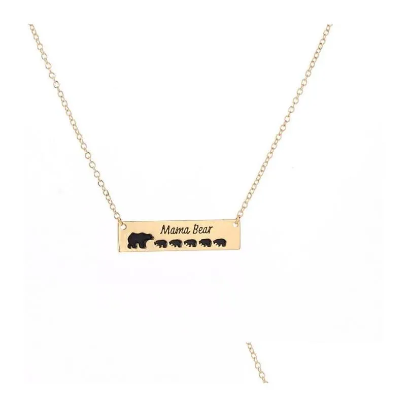 mama bear pendant necklace gold silver clavicular chain fashion charm jewelry mother`s day gift accessories alloy necklaces