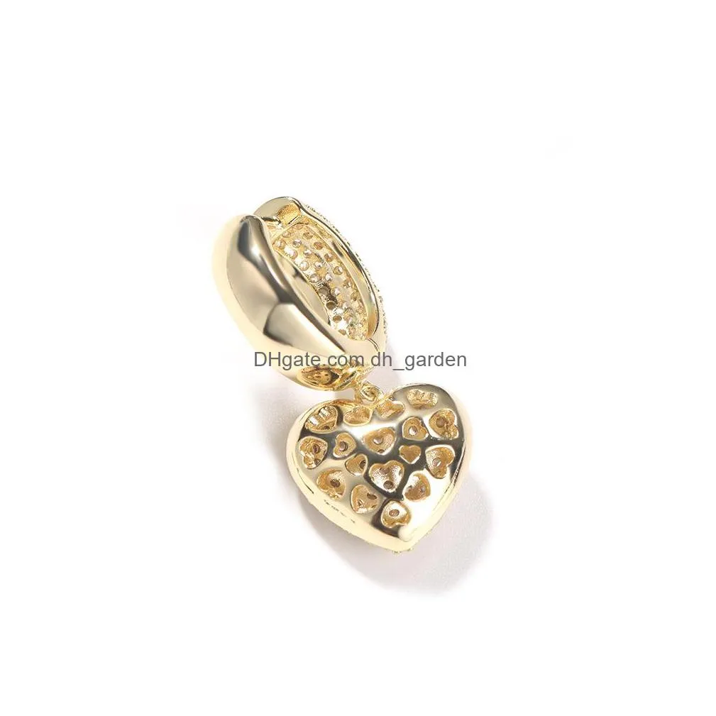 mens gold heart earrings womens silver dangle hoop earring fashion hip hop love earrings jewelry