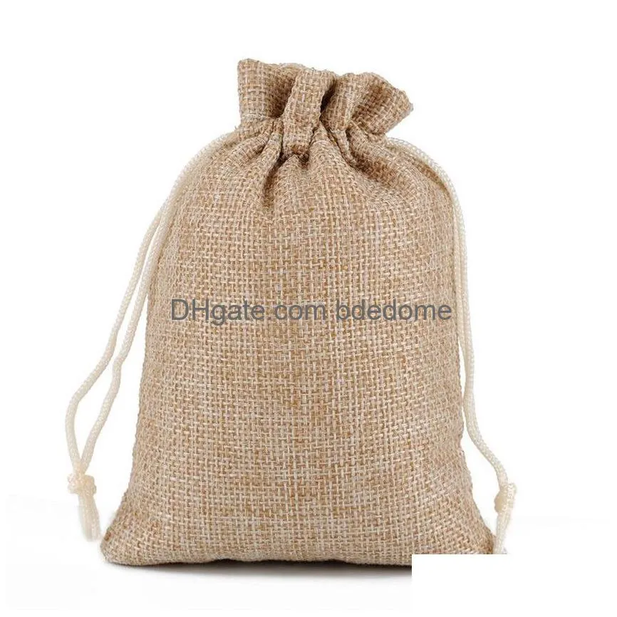 7x9cm burlap bag jewelry packaging bag linen drawstring bags pouch gift jewelry storage