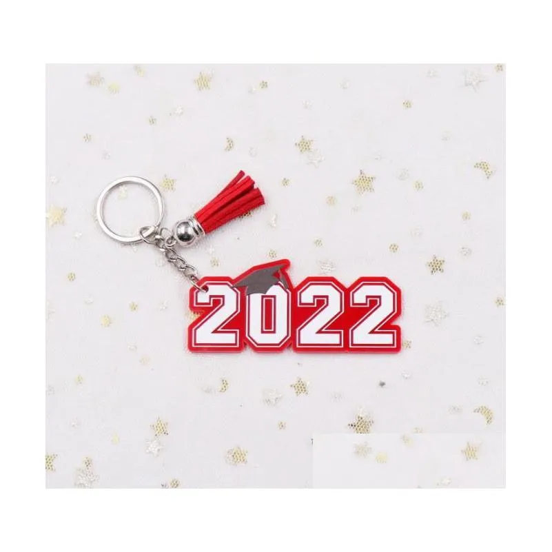 2022 graduation acrylic keychain tassel letter pendant keychains car bag decoration key ring