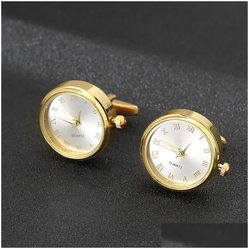 cuff links watch links for men business functional electronic buckle man shirt suit pointer clock gold anniversary gift 230223