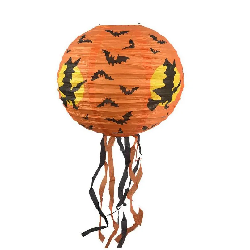 halloween paper lantern pumpkin lantern spider bat skeleton hanging pendant horror props halloween party decoration outdoor home