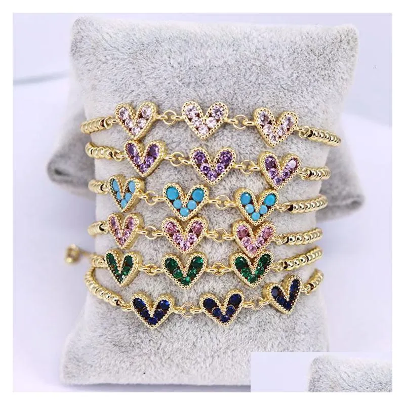 chain 8pcs mother s day dainty mini gold plated colorful crystal cz love heart charm bracelets for mommy birthday gifts 230506