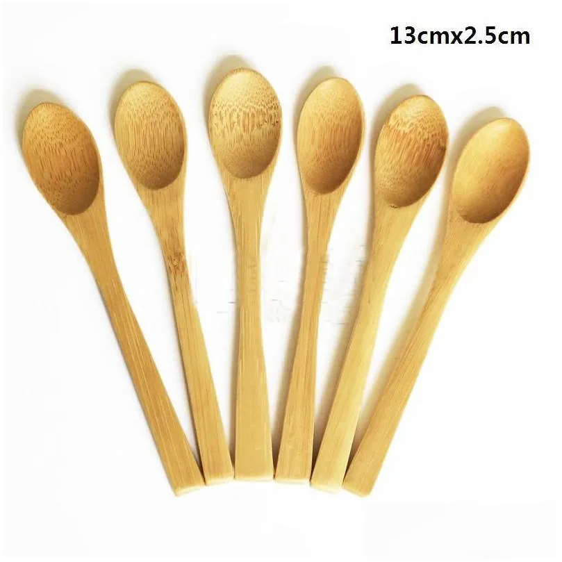 8 Size Small bamboo Spoons Natural Eeo-Friendly Mini Honey Spoons Kitchen Mini Coffee Teaspoon Kids Ice Cream Scoop 9~16cm