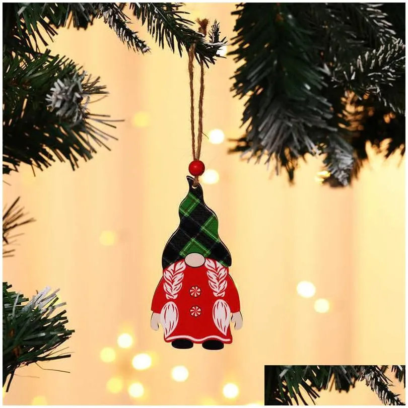 decorations paint wooden pendant house car christmas tree faceless old man rudolph pattern pendant indoor party decoration sale stock