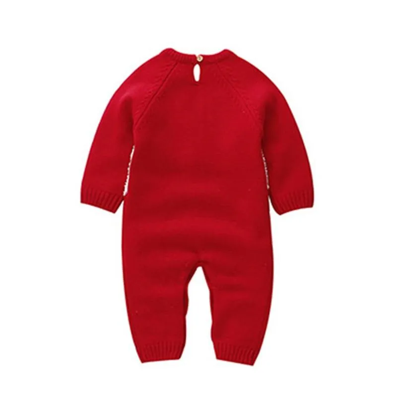  cartoon christmas baby boys girls long sleeve clothes autumn winter boy girl kids knitting rompers 201028